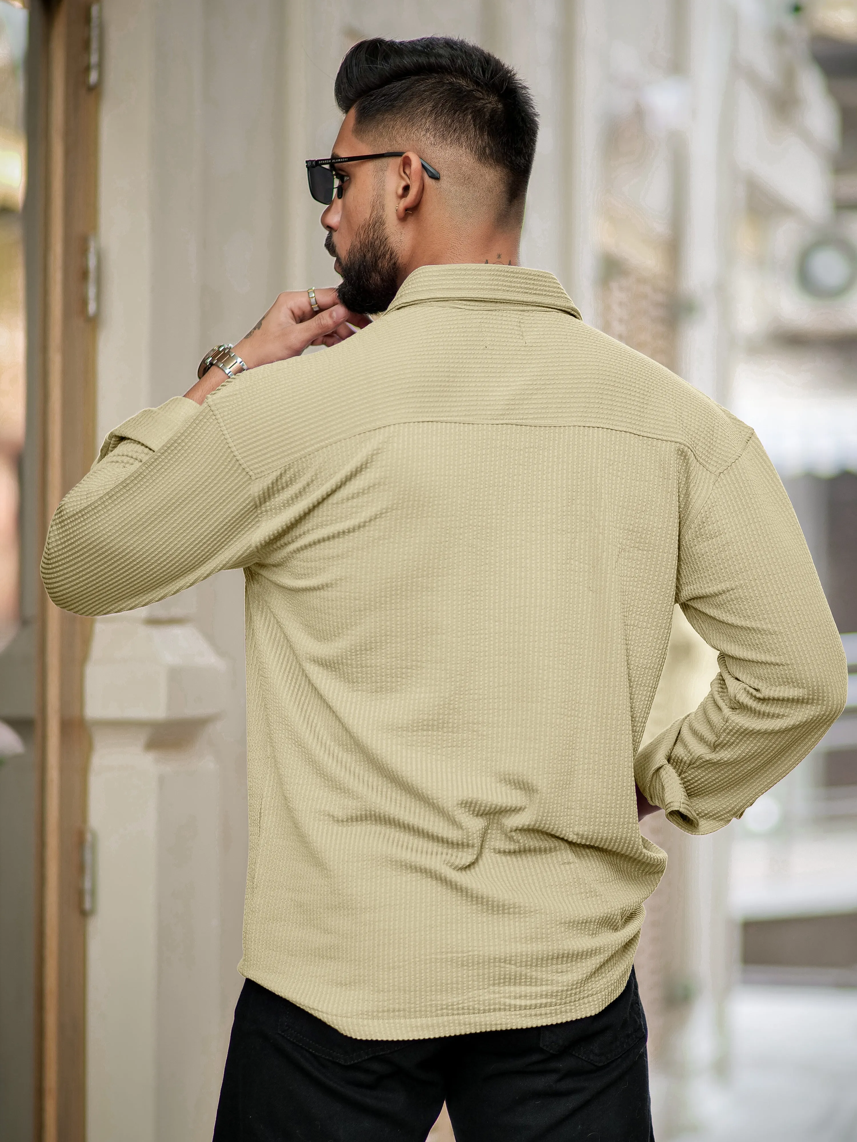 Elliot Cargo Knit Beige Lycra Shirt