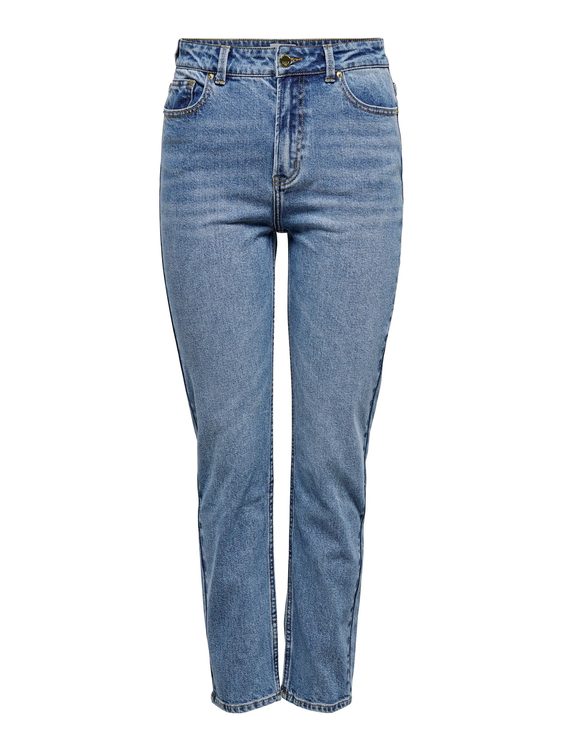 Emily High Waisted Straight Jeans - Medium Blue