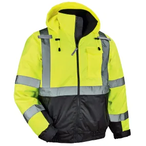 Ergodyne 25623 GloWear 8377 Type R Class 3 Quilted Bomber Jacket, Medium, HV Lime