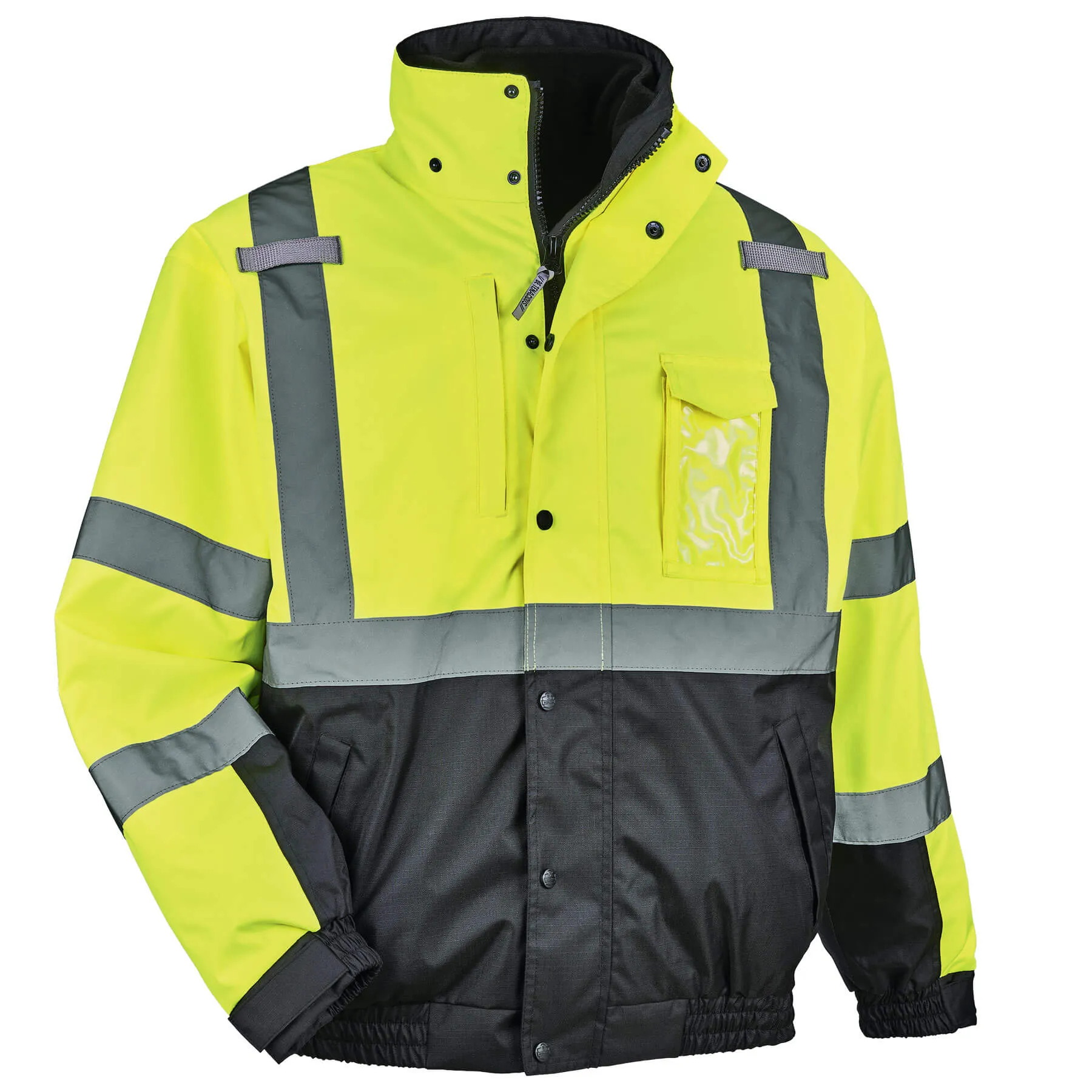 Ergodyne 25624 GloWear 8377 Type R Class 3 Quilted Bomber Jacket, Large, HV Lime