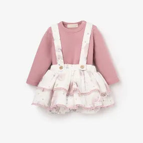 Fairytale Wonderland Organic Muslin Ruffle Bloomer with Straps & Bodysuit