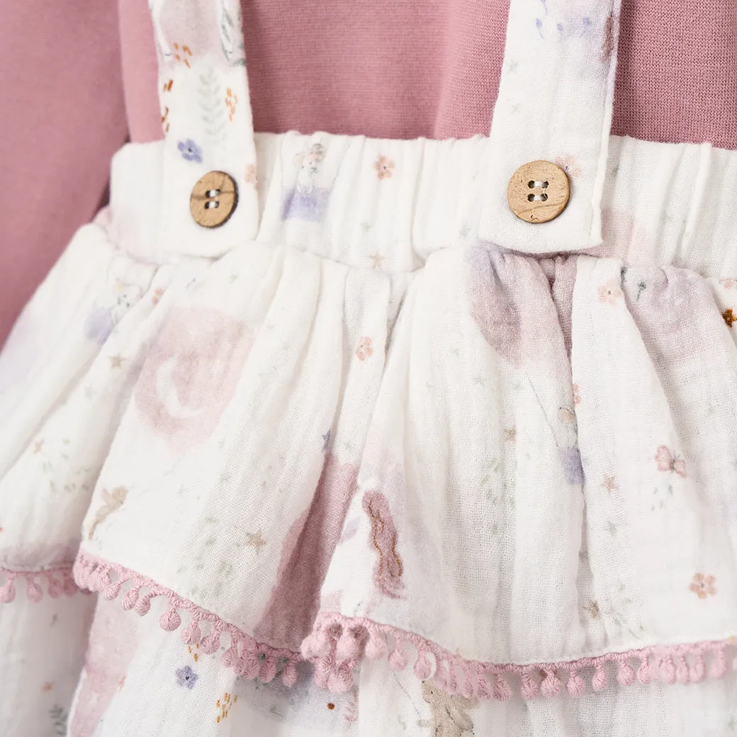 Fairytale Wonderland Organic Muslin Ruffle Bloomer with Straps & Bodysuit