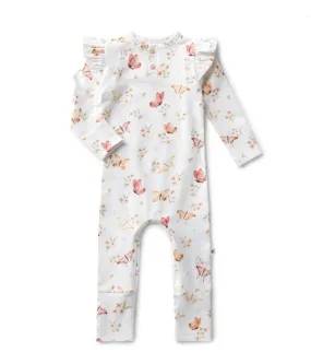 Girl's Butterfly Organic-cotton Growsuit