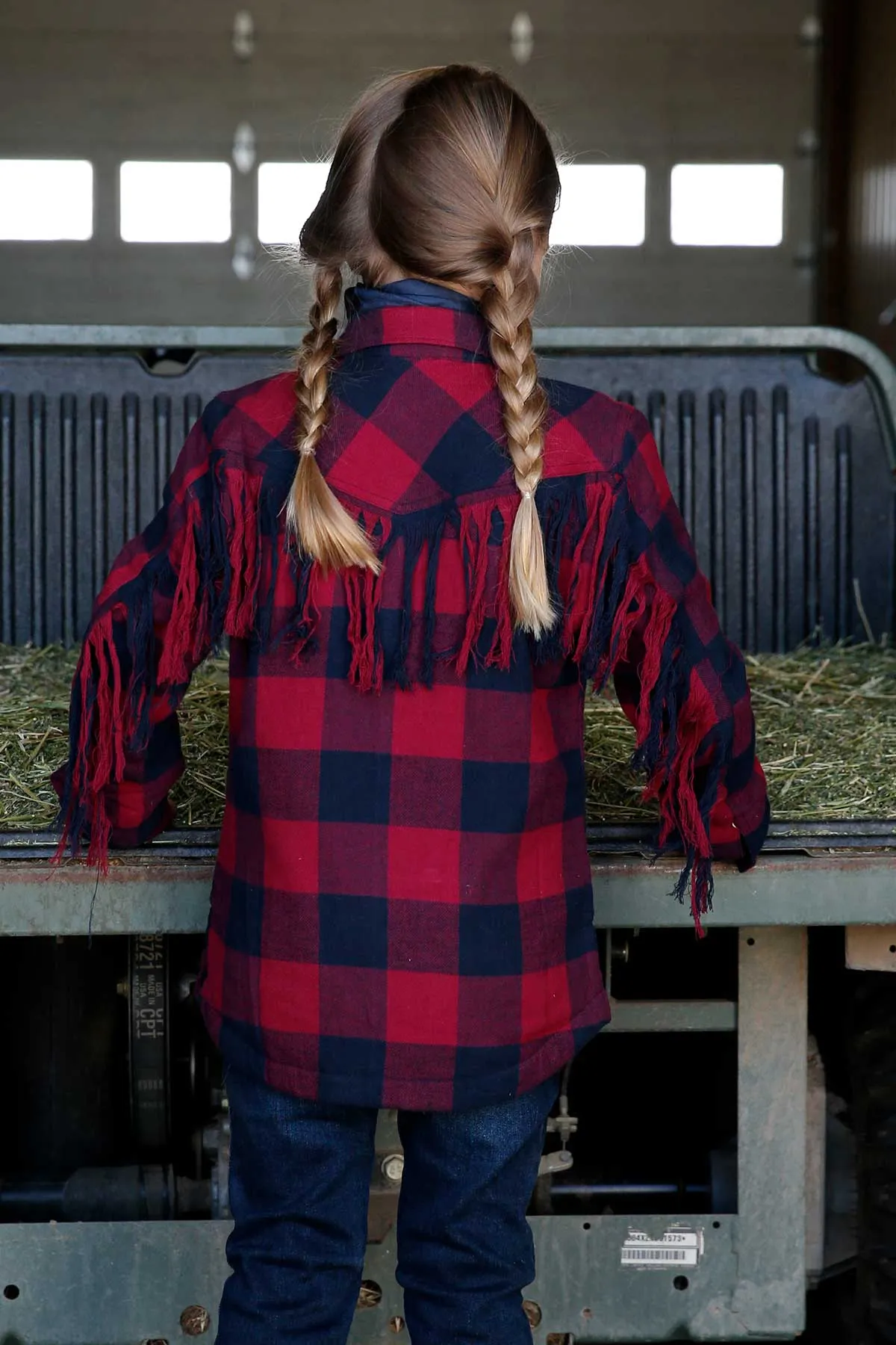 Girl's Cruel Girl Plaid Twill Shirt Jacket #CWJ8700001-C