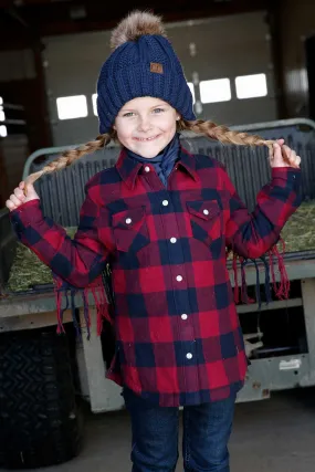 Girl's Cruel Girl Plaid Twill Shirt Jacket #CWJ8700001-C