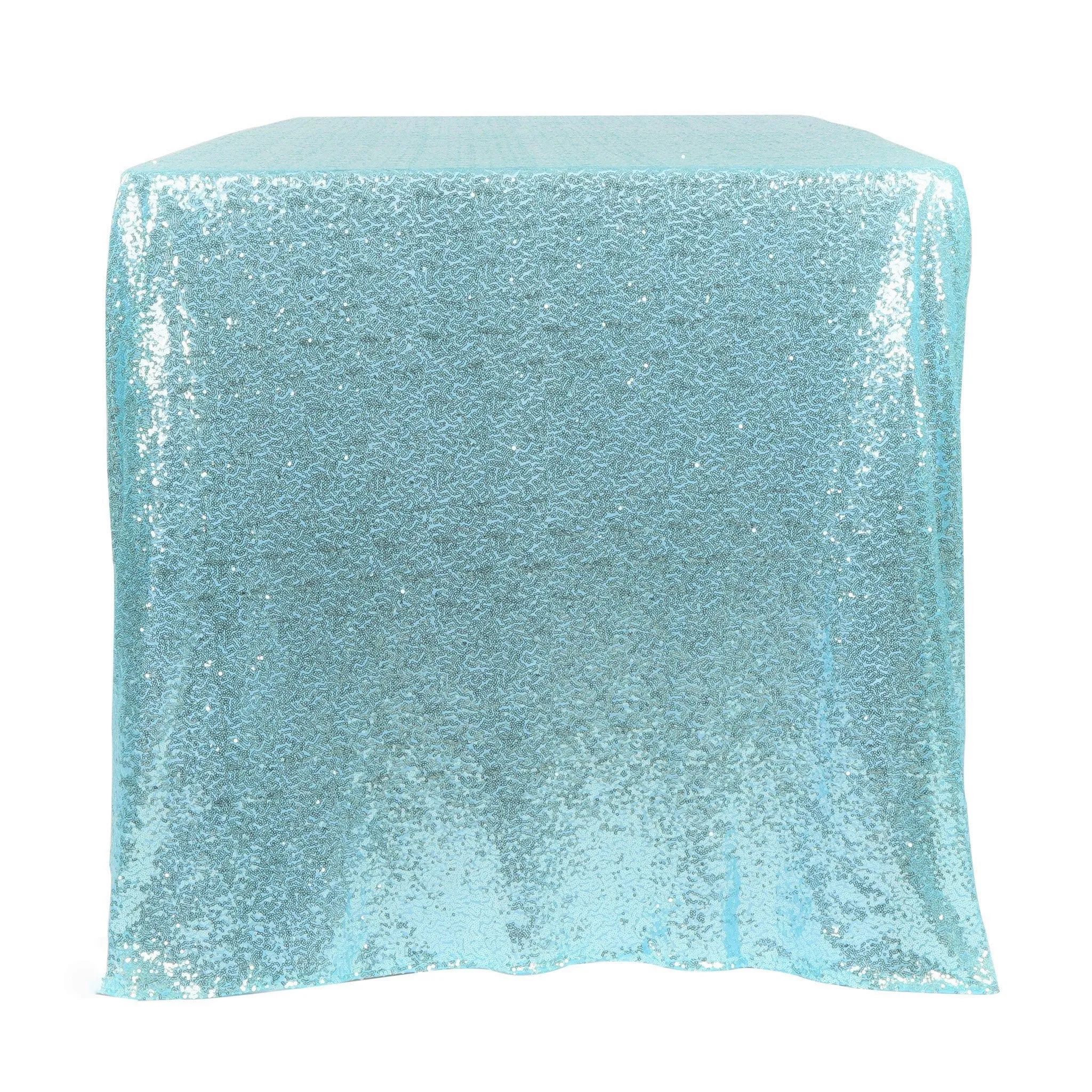 Glitz Sequin Mesh Net Tablecloth  90"x132" Rectangular -  Baby Blue