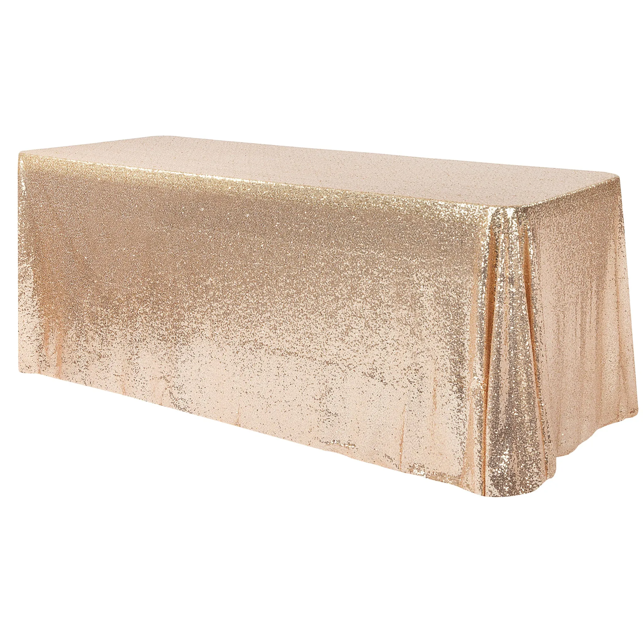 Glitz Sequin Mesh Net Tablecloth  90"x132" Rectangular -  Champagne