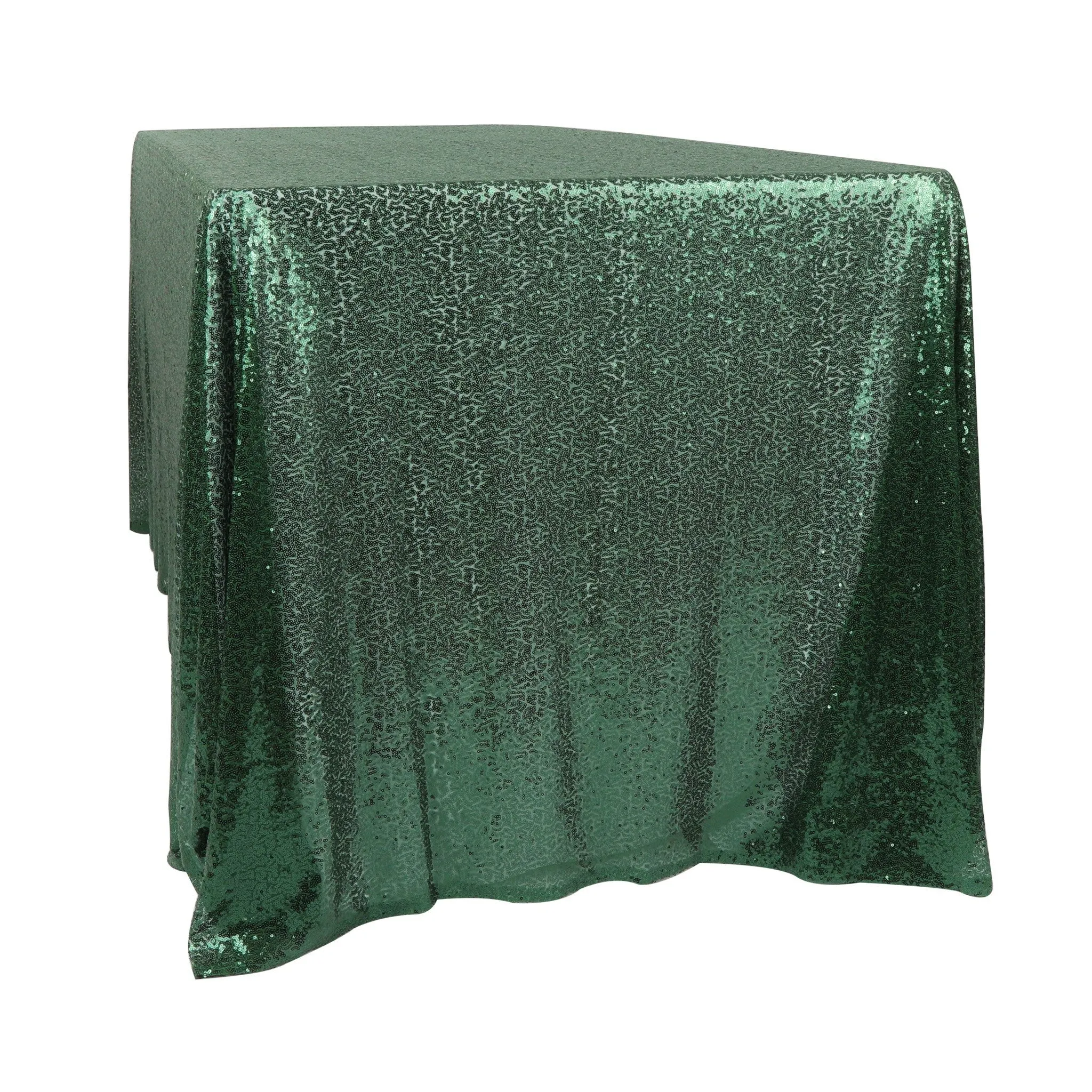 Glitz Sequin Mesh Net Tablecloth  90"x132" Rectangular -  Emerald Green