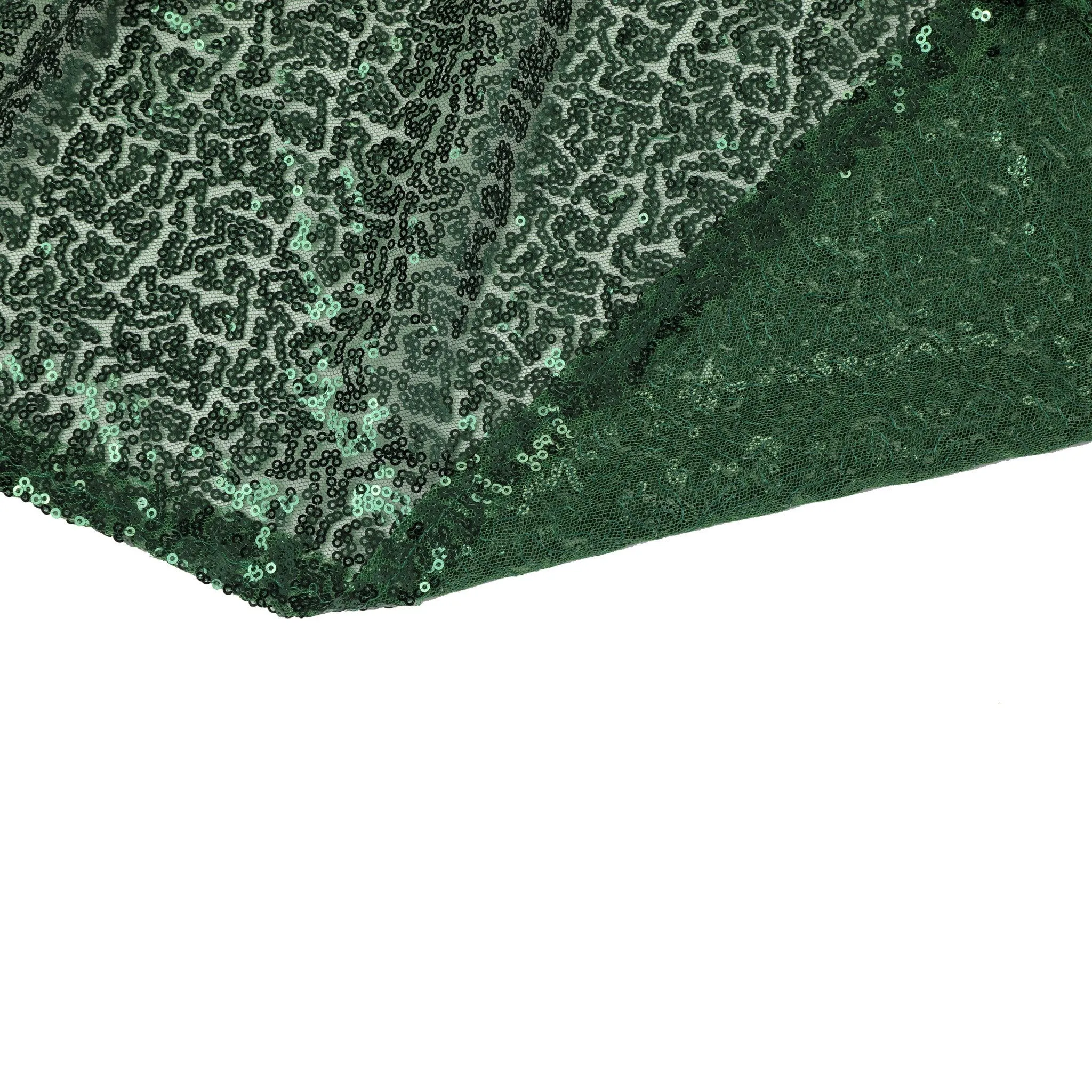 Glitz Sequin Mesh Net Tablecloth  90"x132" Rectangular -  Emerald Green