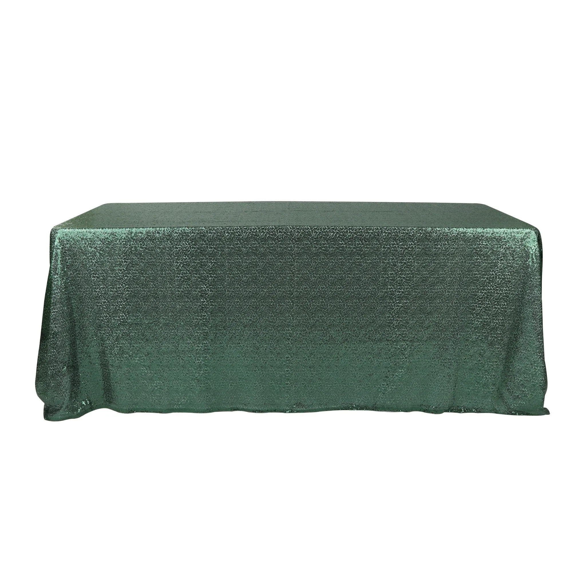 Glitz Sequin Mesh Net Tablecloth  90"x132" Rectangular -  Emerald Green