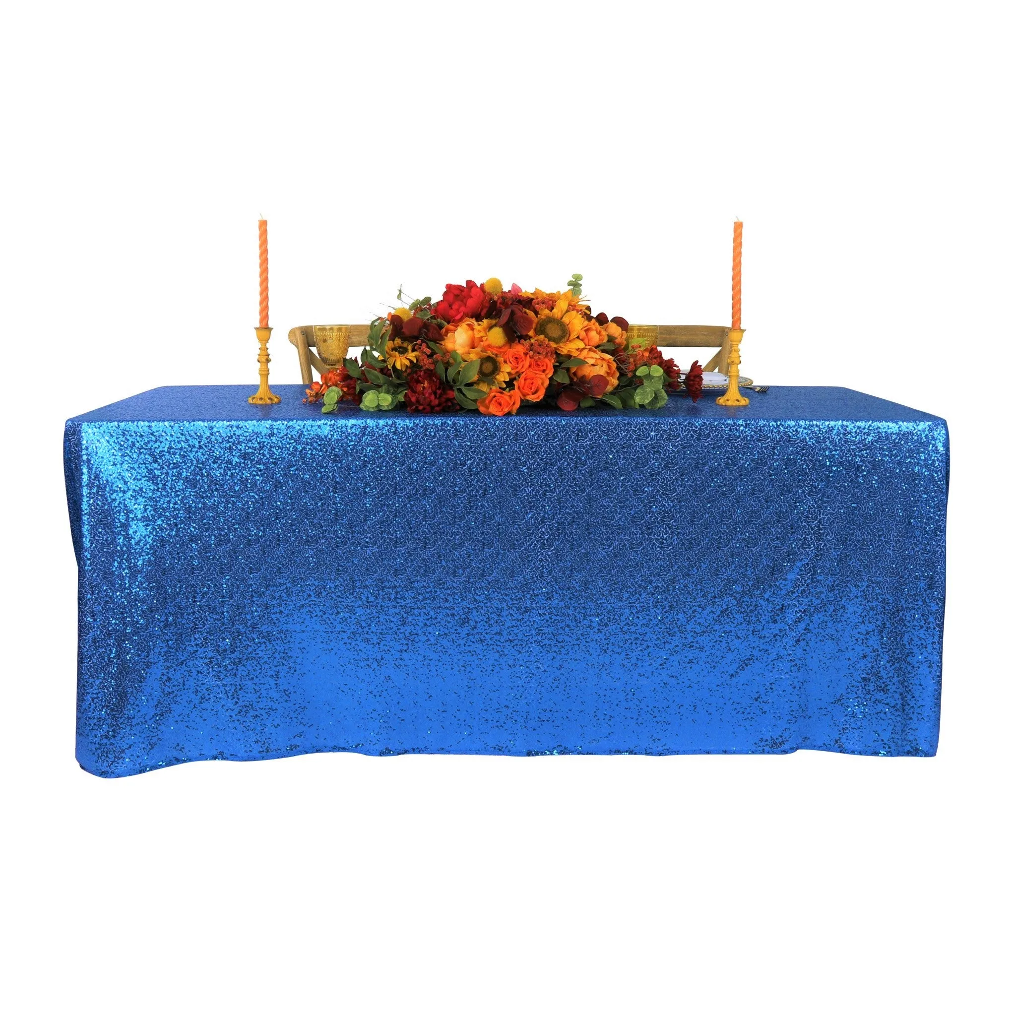 Glitz Sequin Mesh Net Tablecloth  90"x132" Rectangular -  Royal Blue