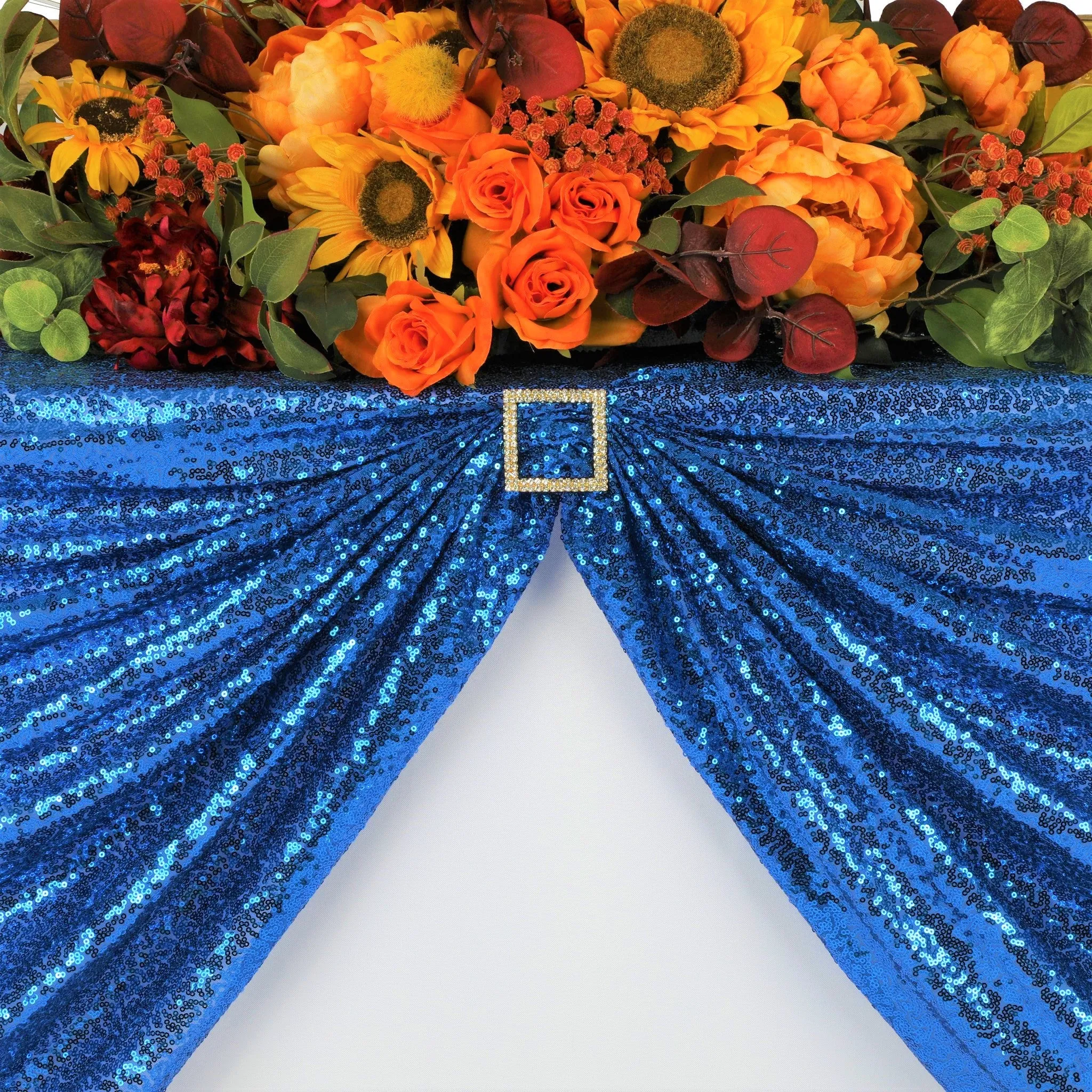 Glitz Sequin Mesh Net Tablecloth  90"x132" Rectangular -  Royal Blue