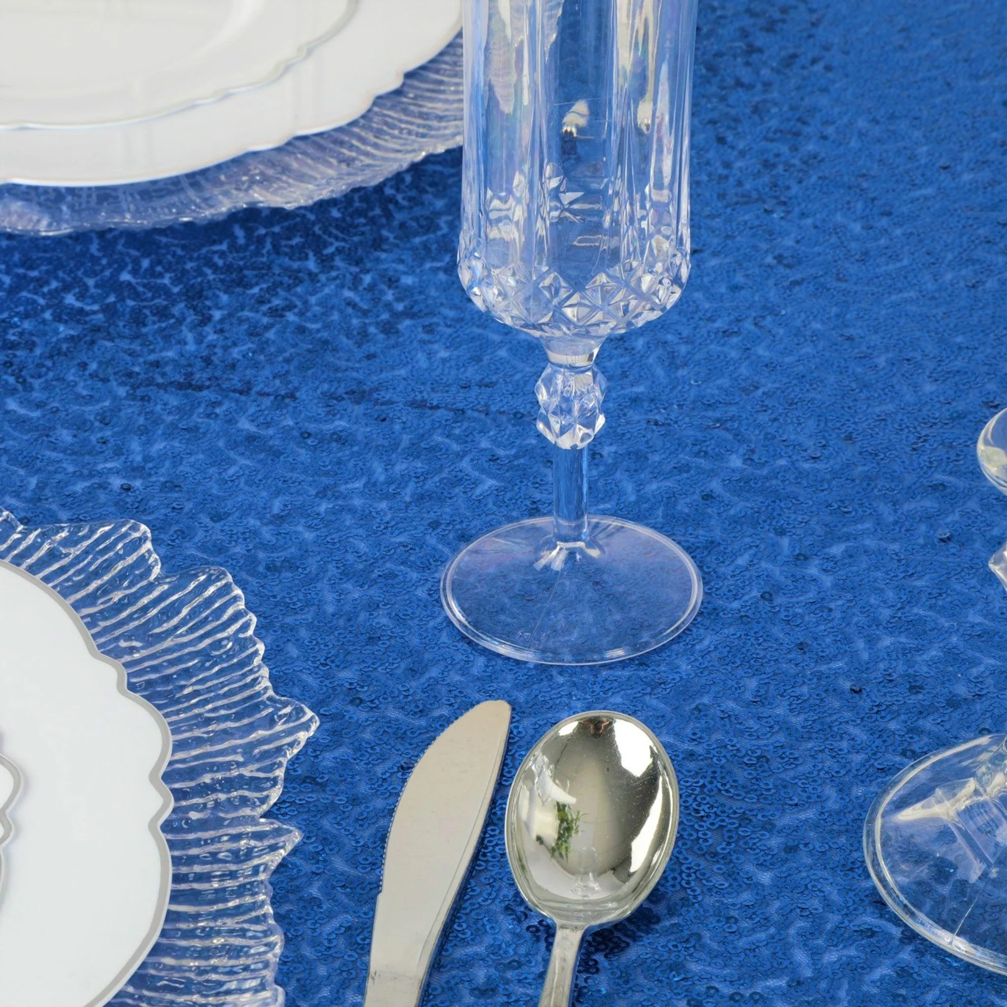 Glitz Sequin Mesh Net Tablecloth  90"x132" Rectangular -  Royal Blue