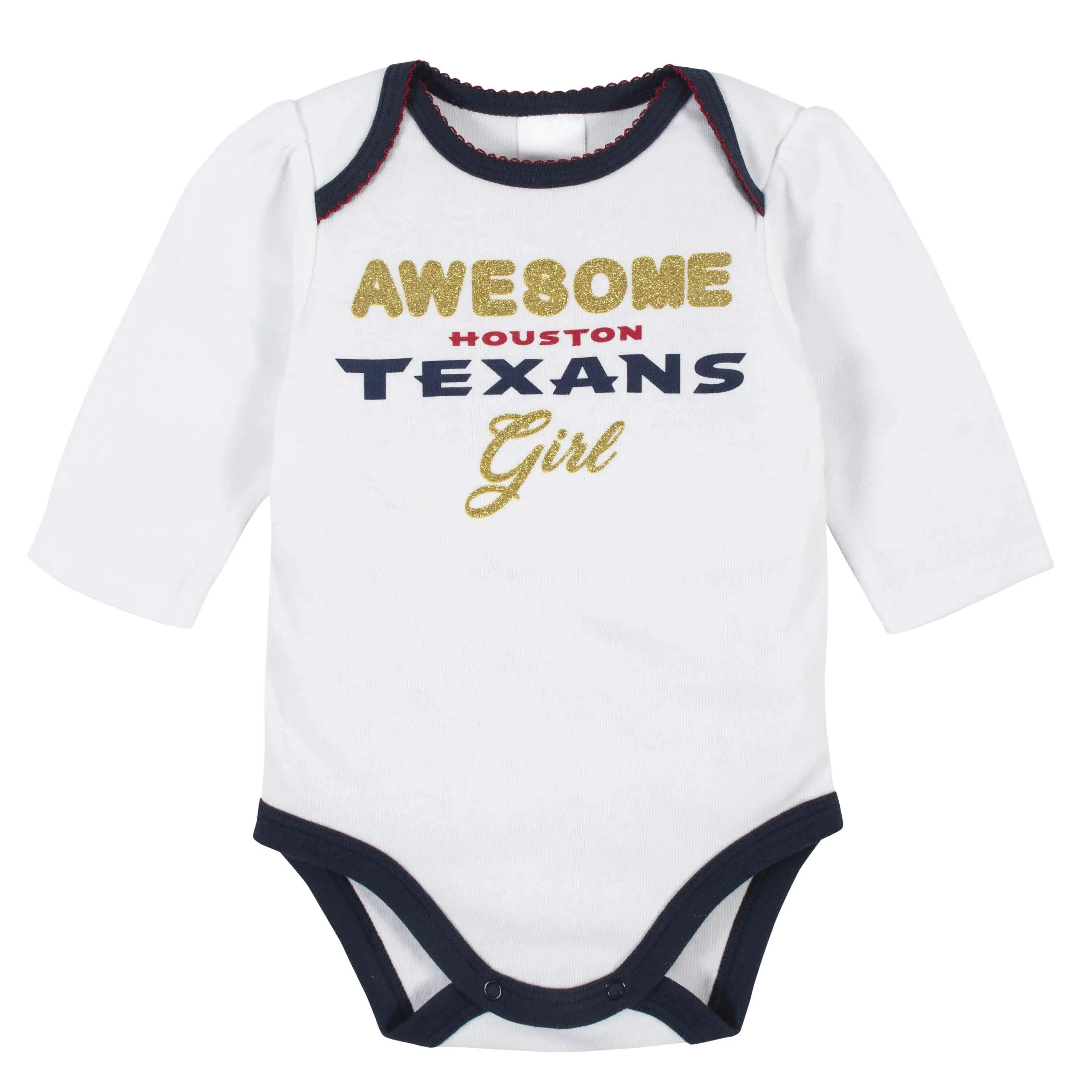 Houston Texans Baby Girls Bodysuit, Footed Pant, and Cap Set