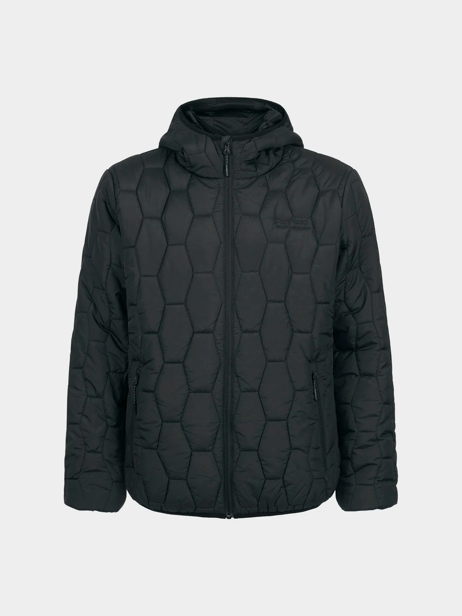 Hudson Script Hexagon Quilt Jacket in Black