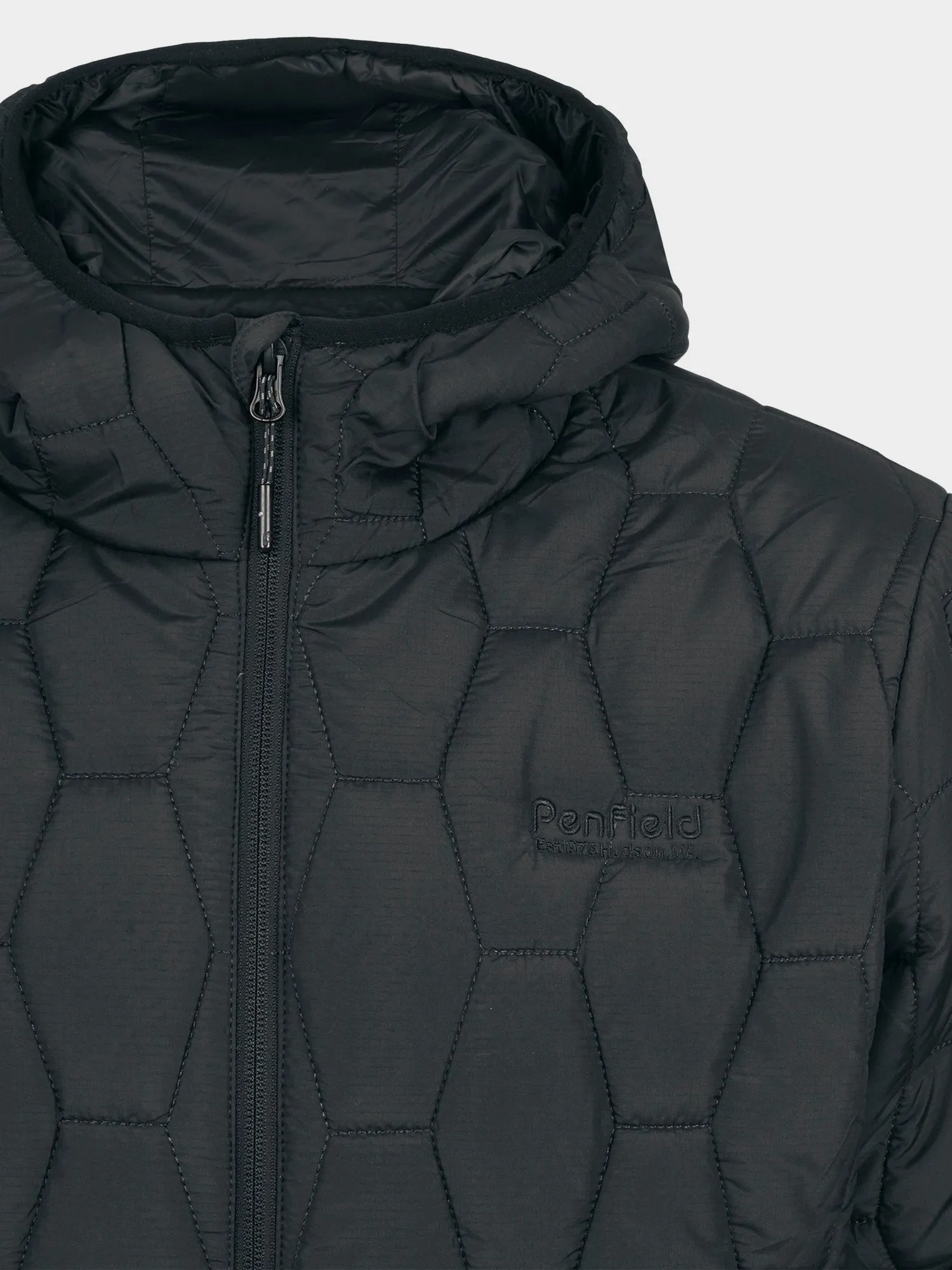 Hudson Script Hexagon Quilt Jacket in Black