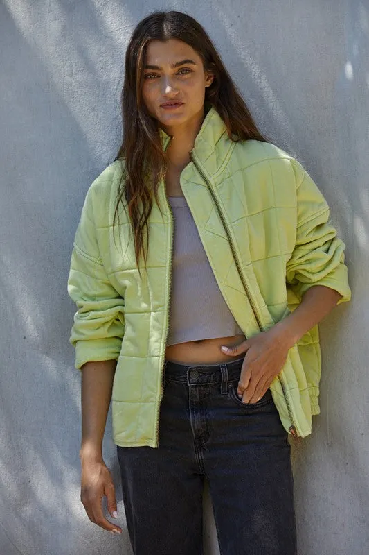 In The Know Quilted Jacket in Limeaide