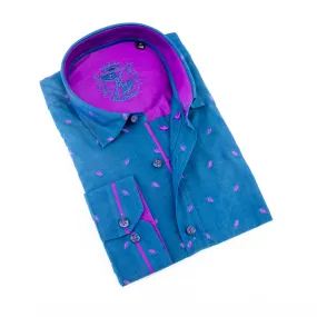 Indigo Fill Coupe Button Down Shirt