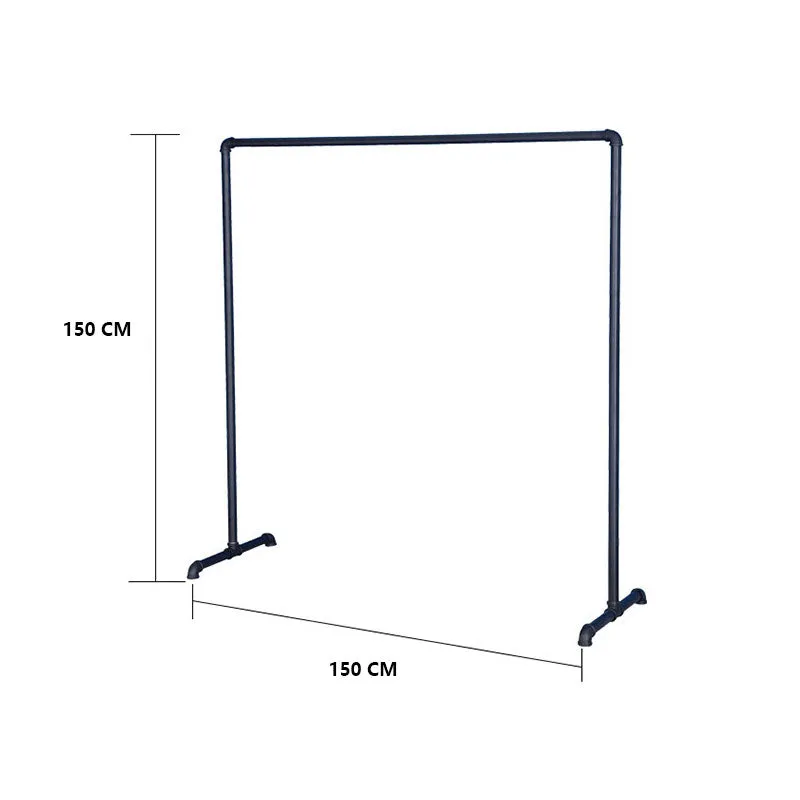 Industrial Freestanding Pipe Clothing Rack 150X150cm-Black