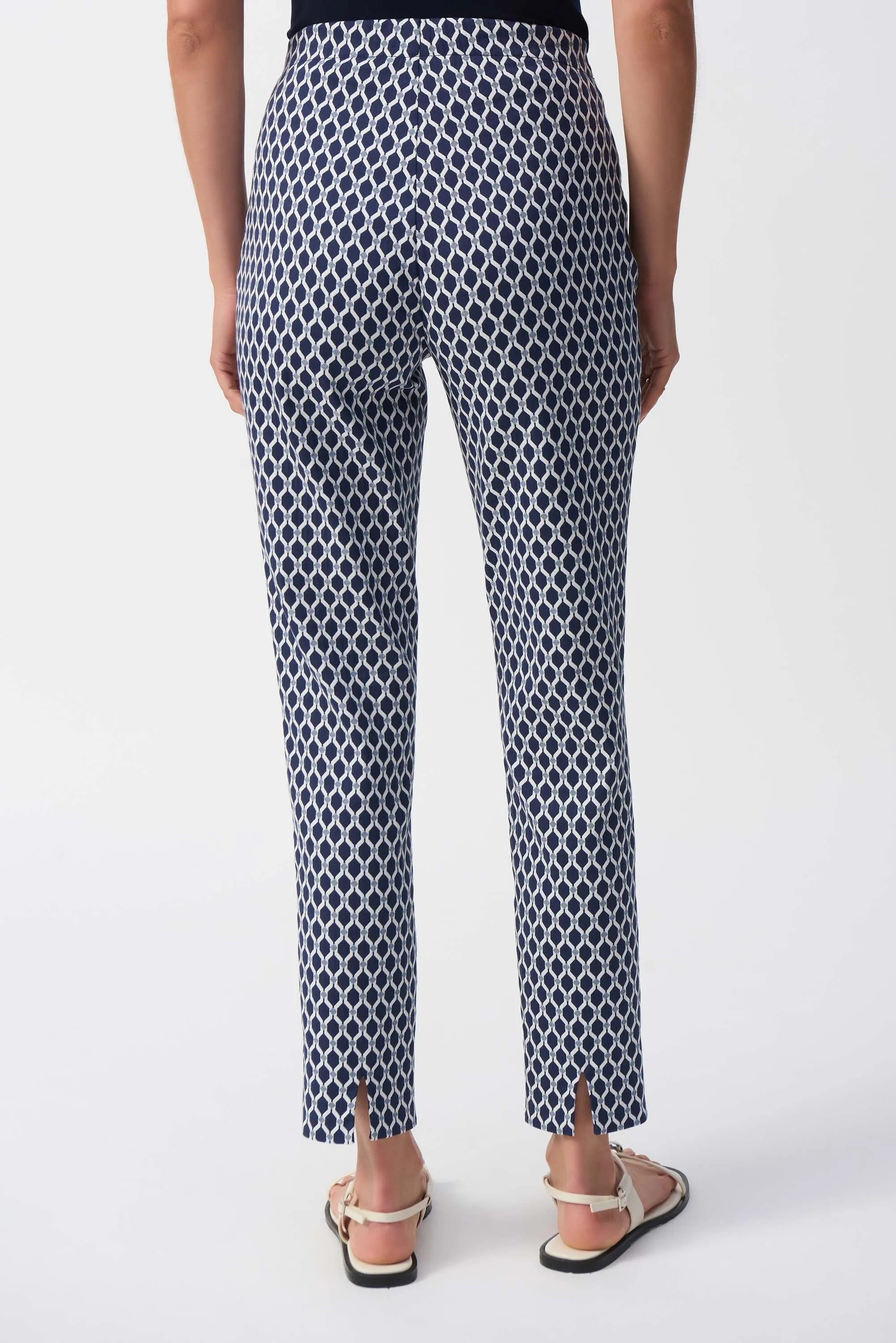 Jacquard Geometric Print Slim Fit Pants