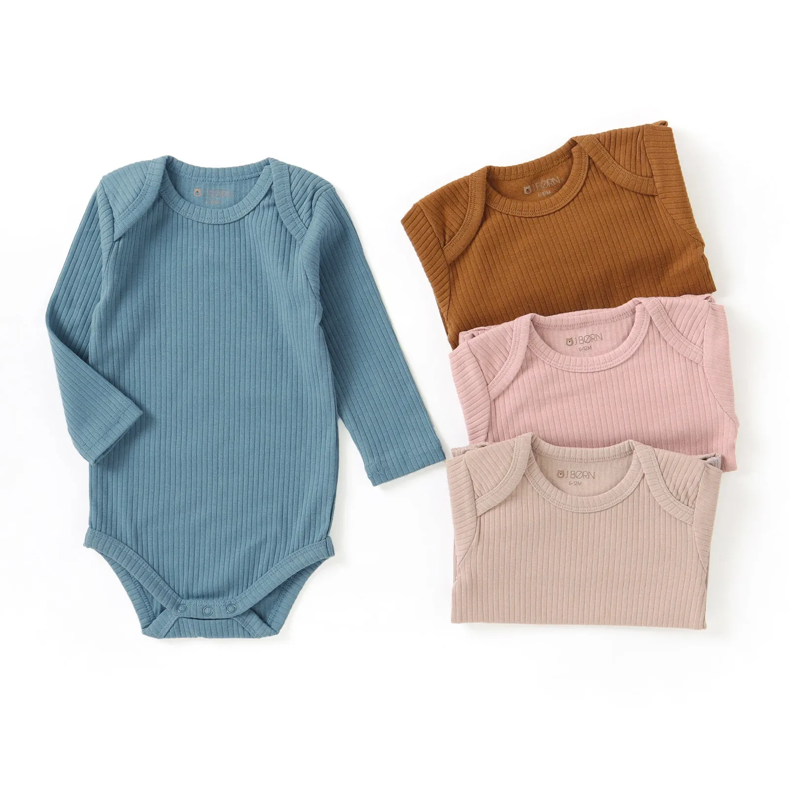 JBØRN Organic Cotton Ribbed Long Sleeve Bodysuit