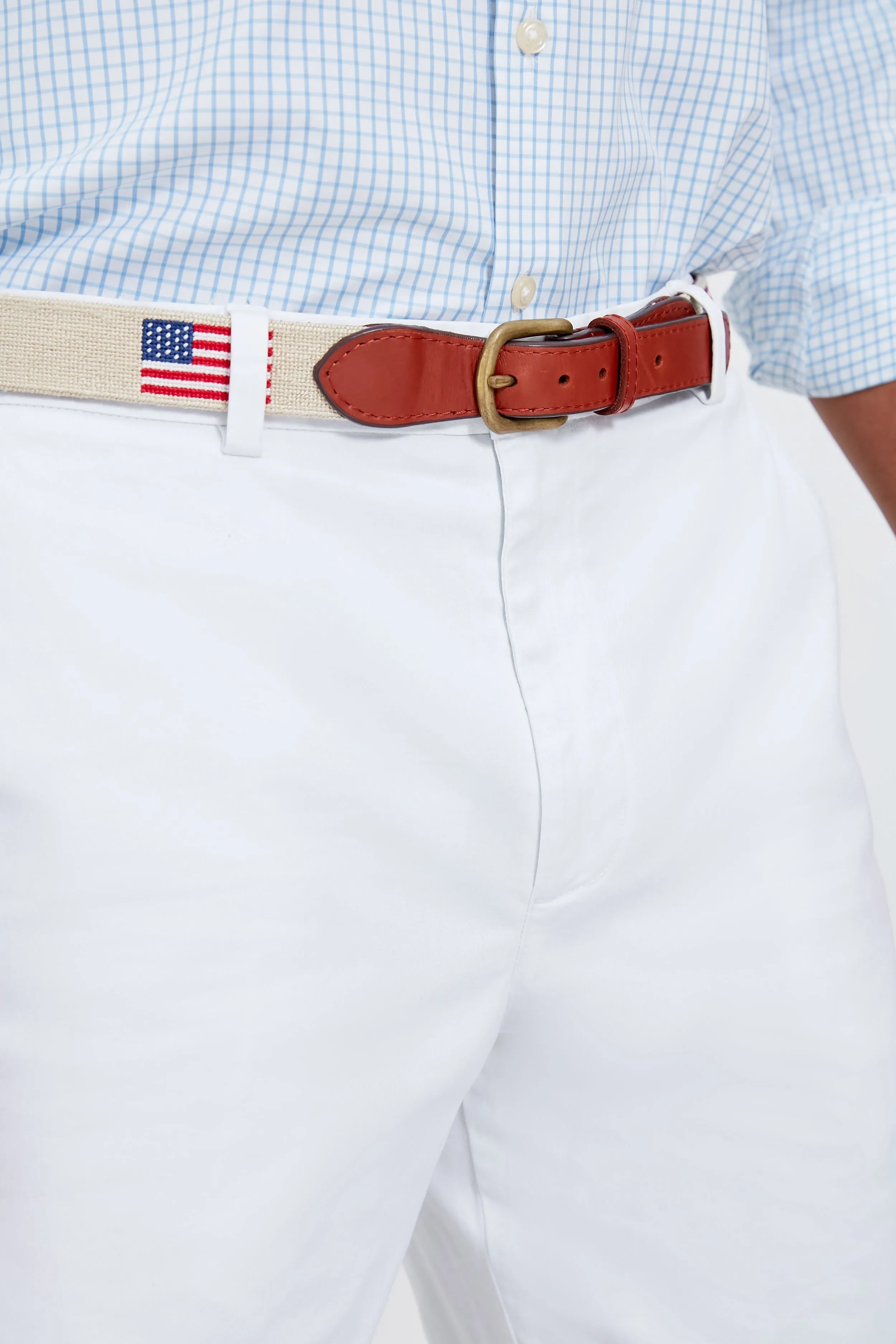 Light Khaki American Flag Needlepoint Belt