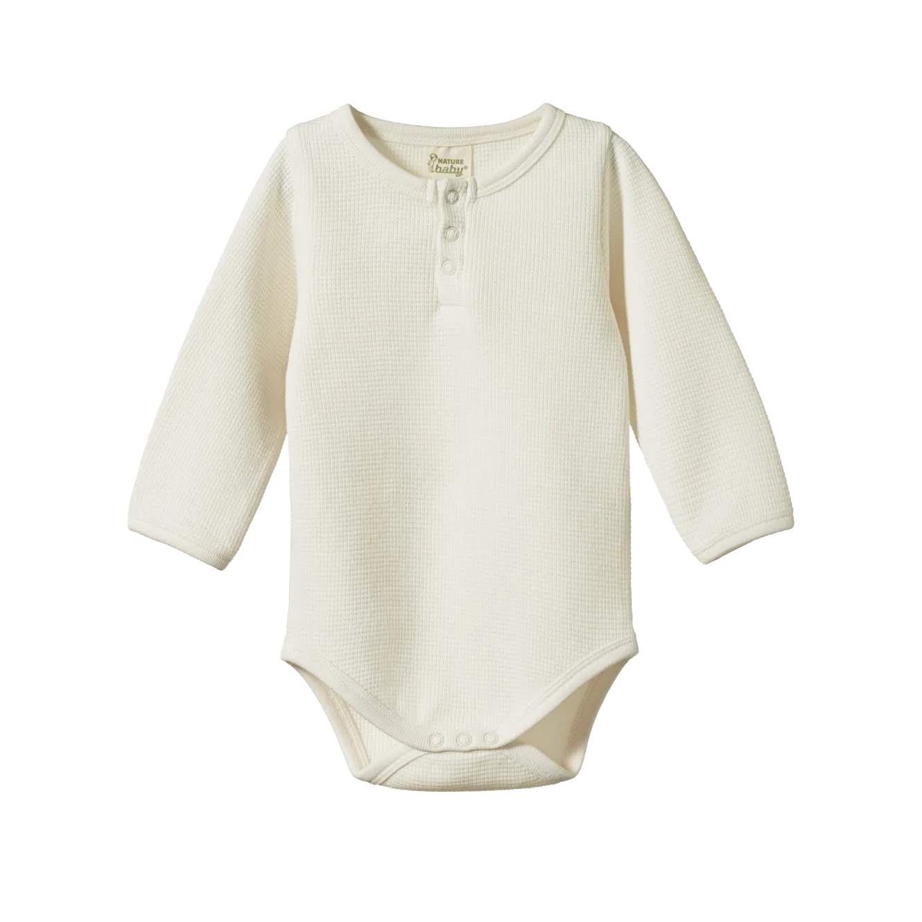 Long Sleeve Henley Bodysuit Waffle | Natural