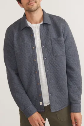 Marine Layer Corbet Quilted Overshirt in Navy Heather Oatmeal