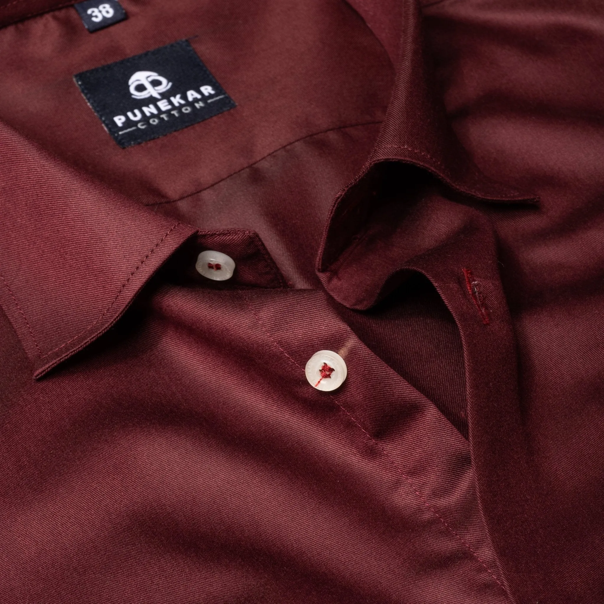 Maroon Soft Satin Cotton Shirt For Men