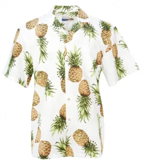 Maui Pineapple Tropical Mens Shirt in White