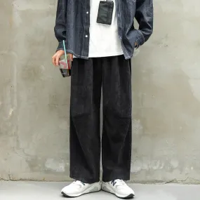 Men Corduroy Harajuku Wide Leg Pants 2023 Overalls Mens Japanese Streetwear Sweatpants Male Korean Casual Joggers Pants