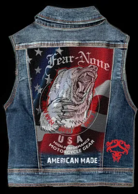 Mens Bear Rider Denim Highway Vest