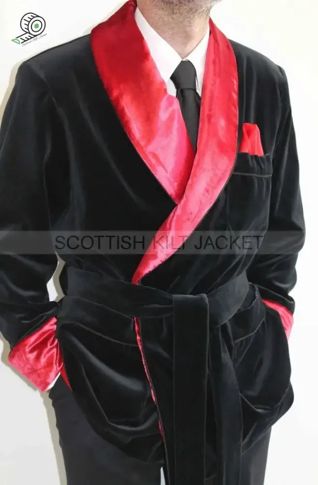 Men's Chic Black Velvet Coats Blazers for Hosting Evening Events