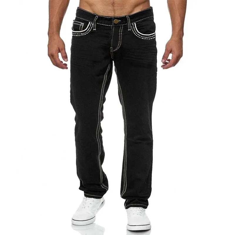 Men's Classic Straight Cut Washed Denim Jeans