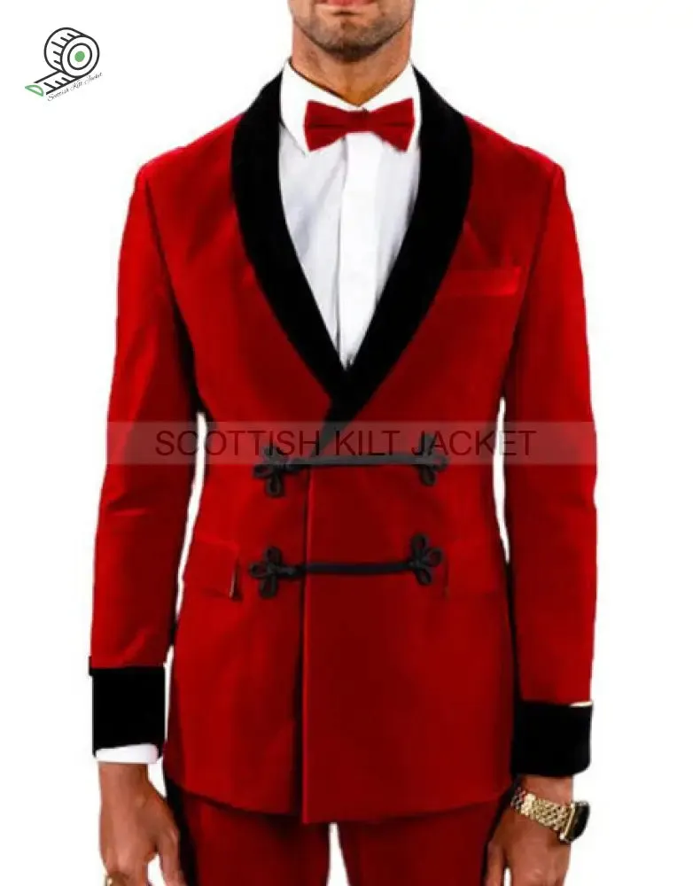 Men's Red Velvet Wedding Blazers