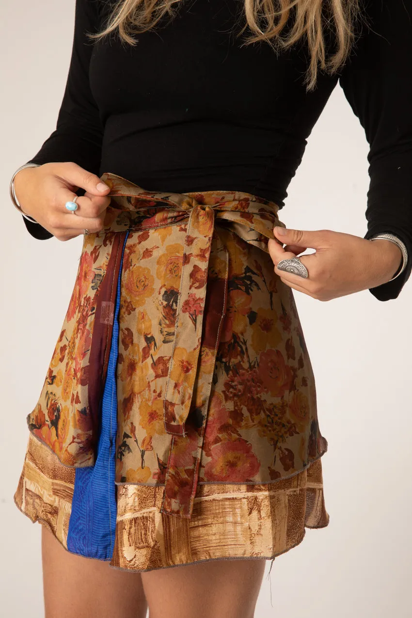 Mini Sari Silk Wrap Skirt