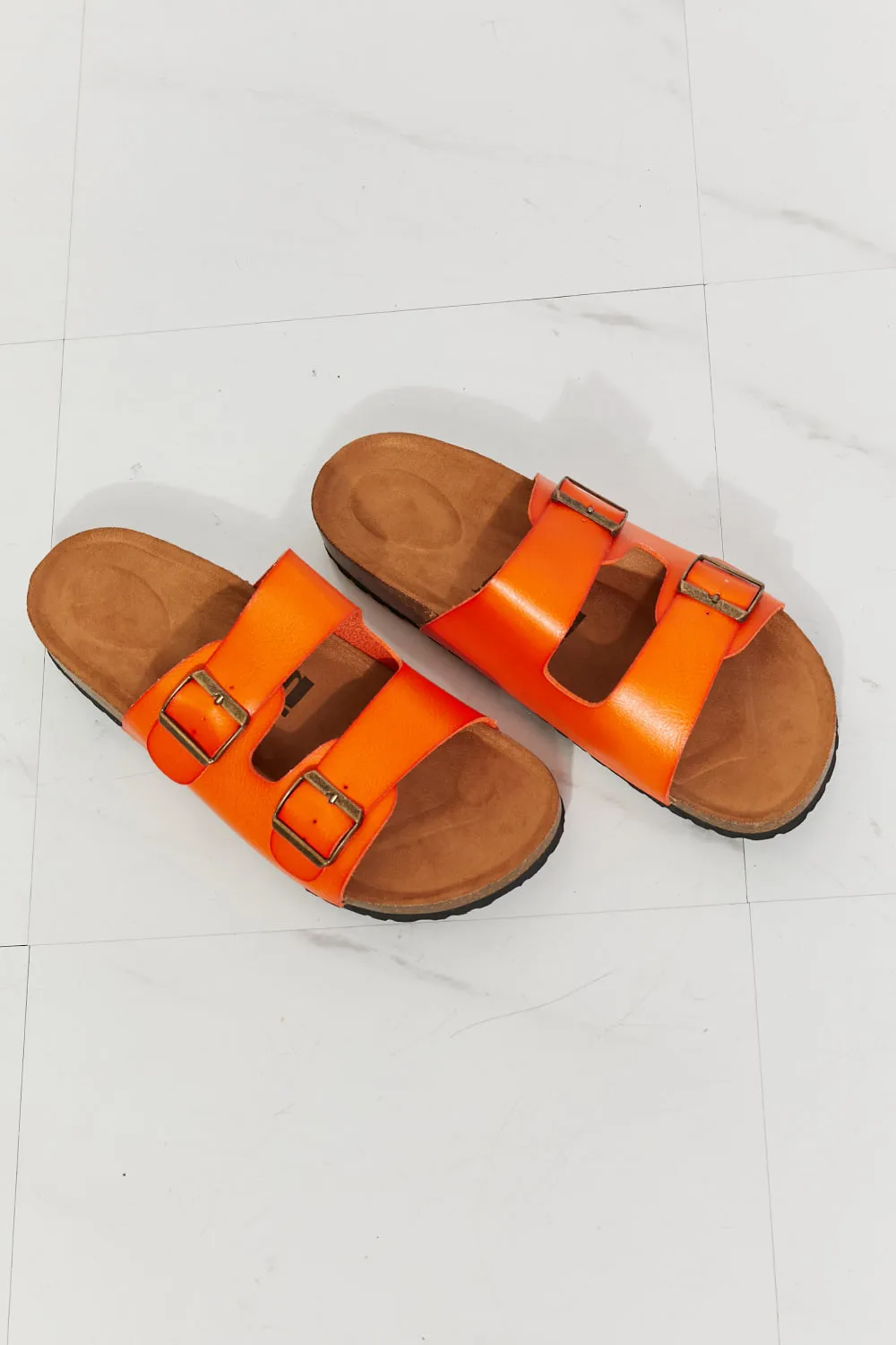 MMShoes Feeling Alive Double Banded Slide Sandals in Orange - Ships from The US