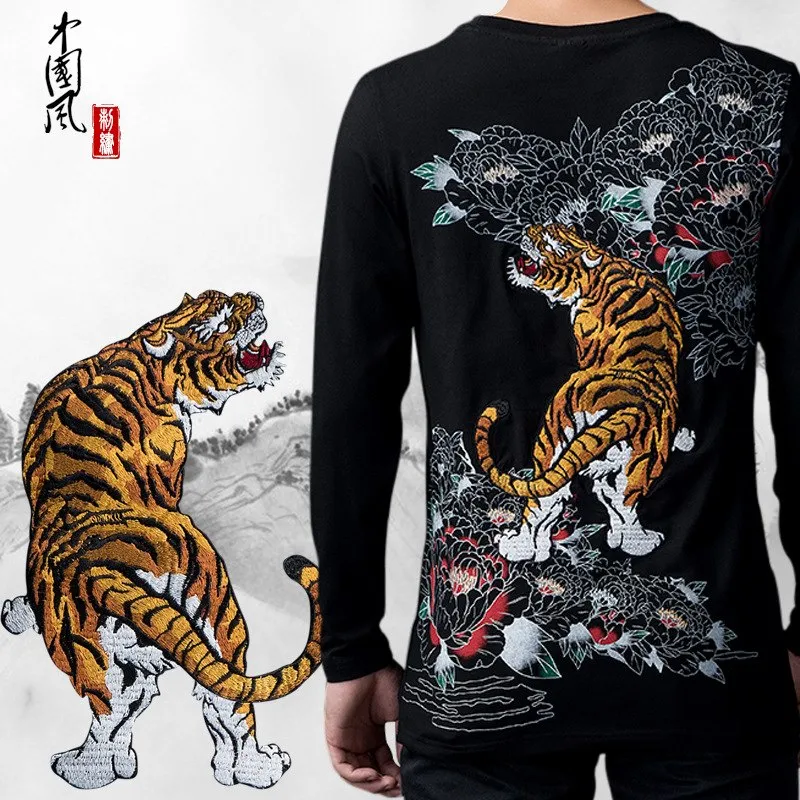 New Arrival, Chinese Style Dragon Embroidery, Men's Round Neck Cotton Shirts