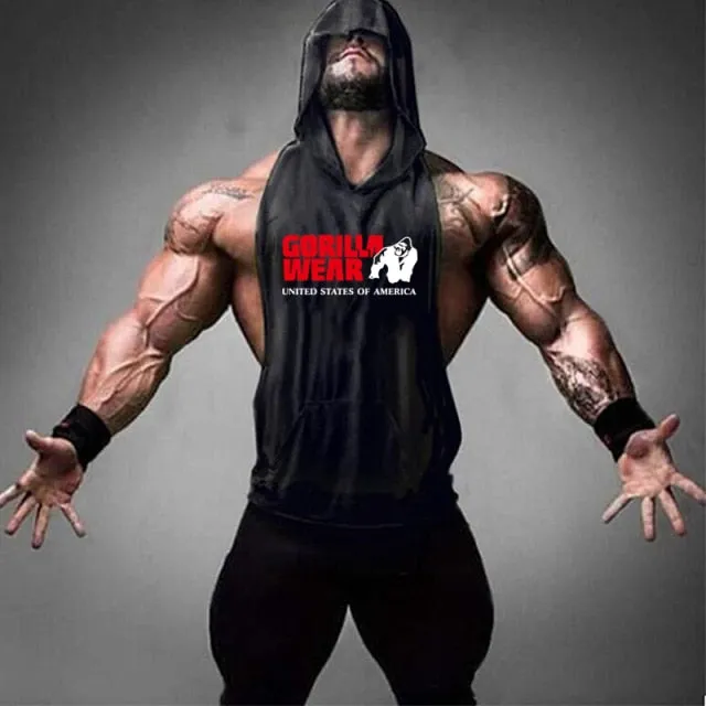 New Fashion Tank Top Men Fitness Shirt Bodybuilding Singlet Workout Vest Men Cotton Sleeveless Shirts Gym Hoodies