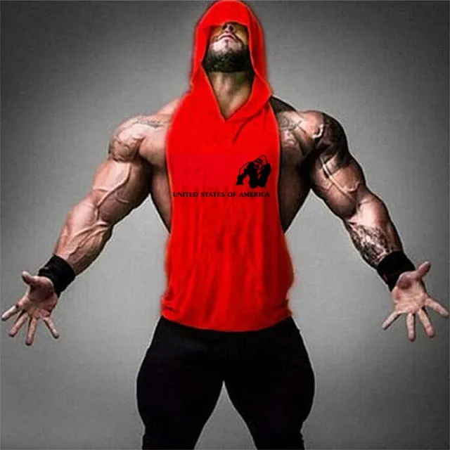 New Fashion Tank Top Men Fitness Shirt Bodybuilding Singlet Workout Vest Men Cotton Sleeveless Shirts Gym Hoodies