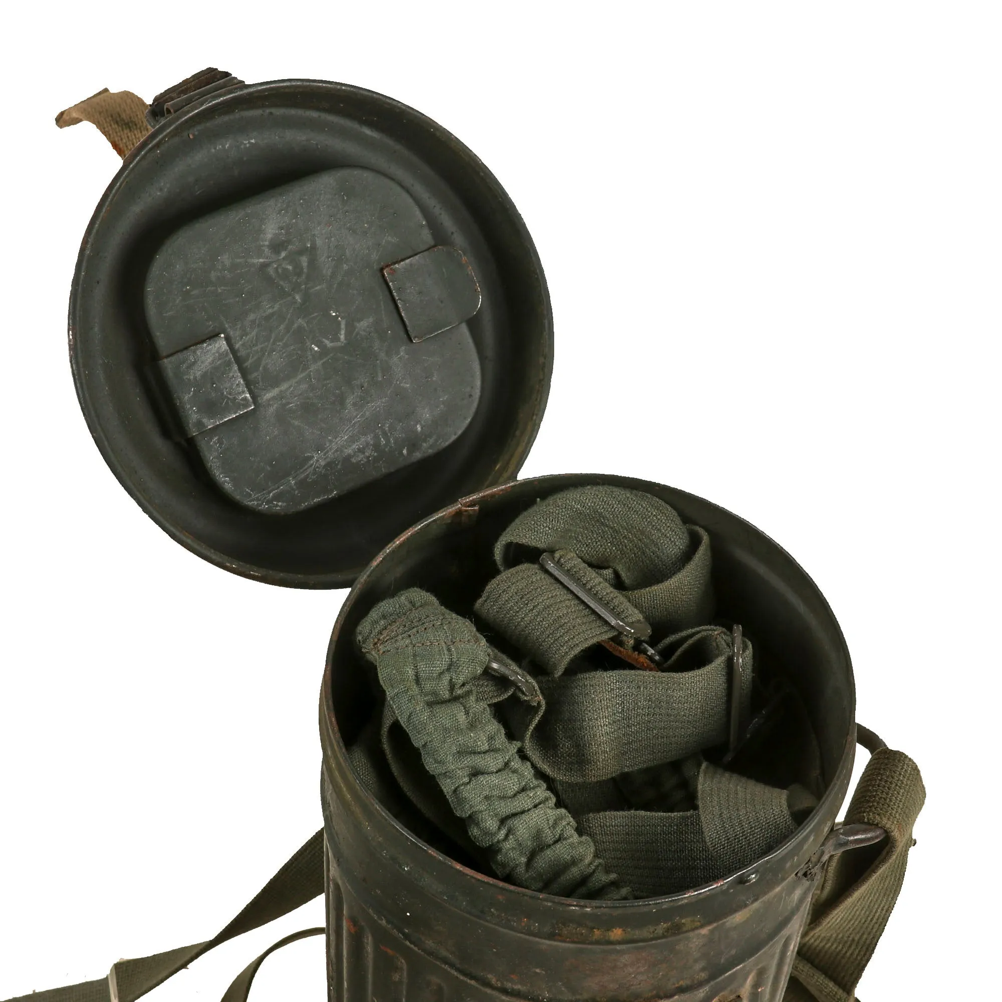 Original German WWII M38 Gas Mask With FE 41 Filter and Canister with Scarce Gas Cape Bag