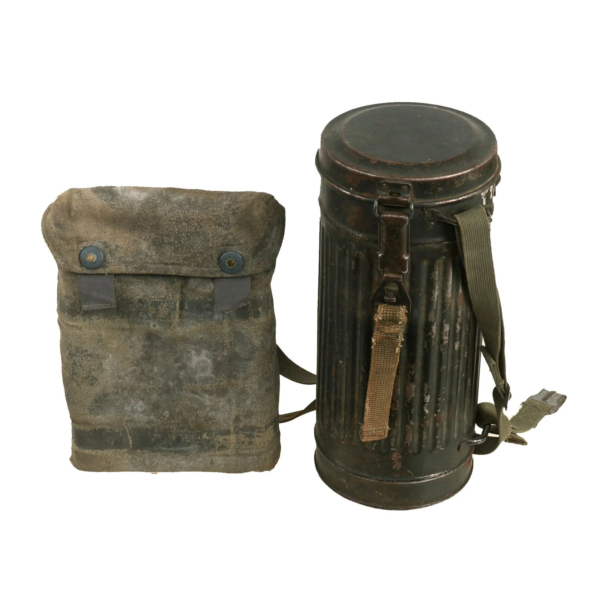 Original German WWII M38 Gas Mask With FE 41 Filter and Canister with Scarce Gas Cape Bag