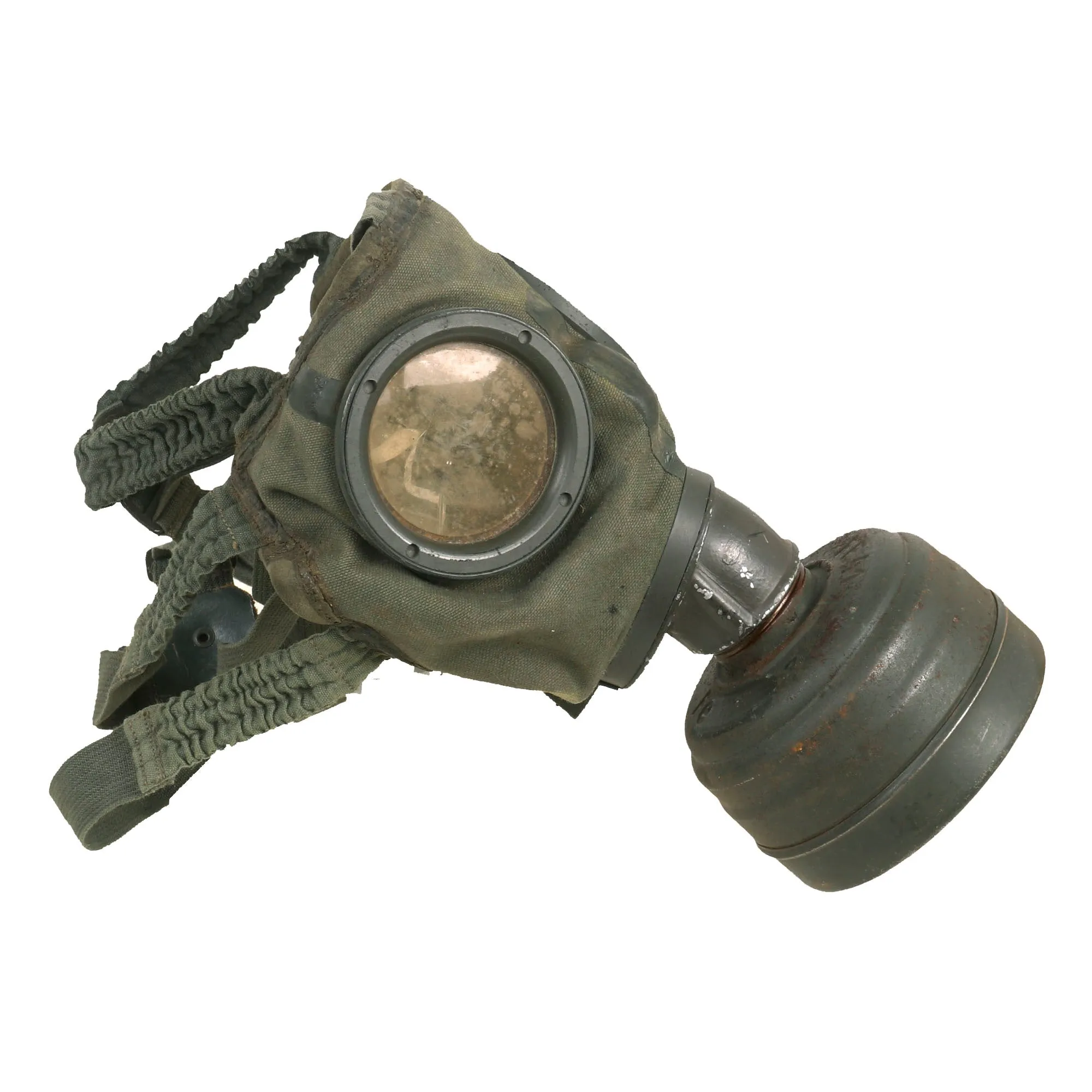 Original German WWII M38 Gas Mask With FE 41 Filter and Canister with Scarce Gas Cape Bag