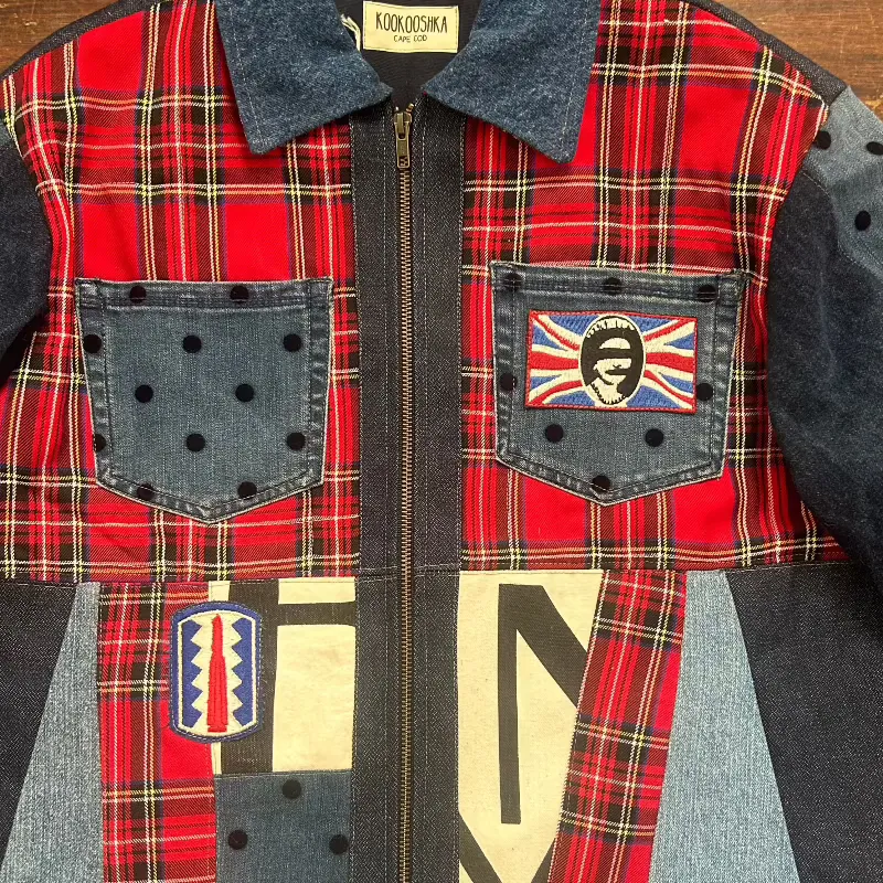 Patchwork Denim Jacket with Iconic Queen Elizabeth Theme