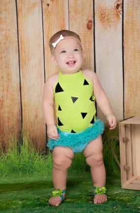 Pebbles Baby Costume, soft and comfortable baby girl costume.Halloween baby of the family costume, baby pebbles birthday outfit.