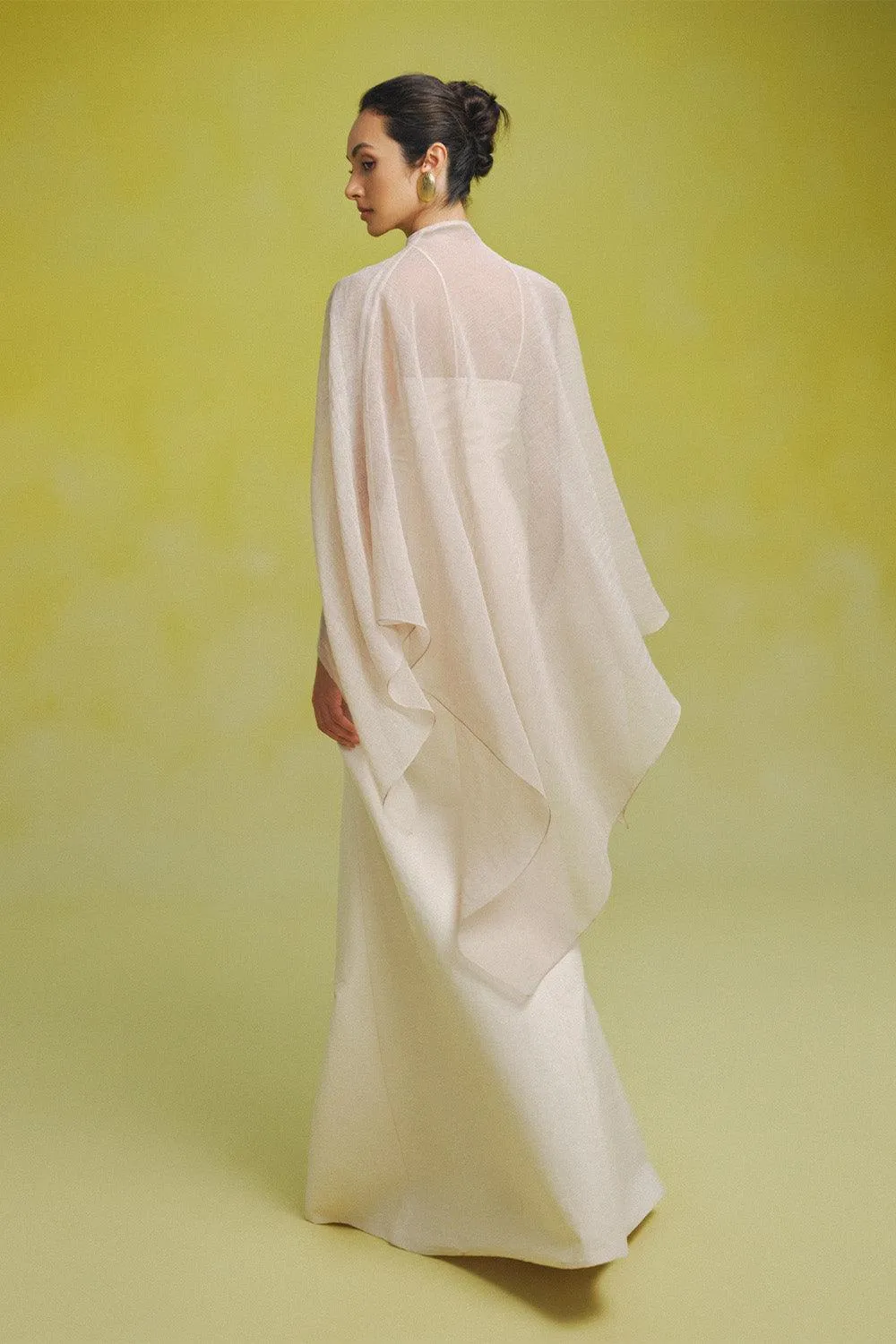 Phi Asymmetric See-Through Cotton Lawn Cape