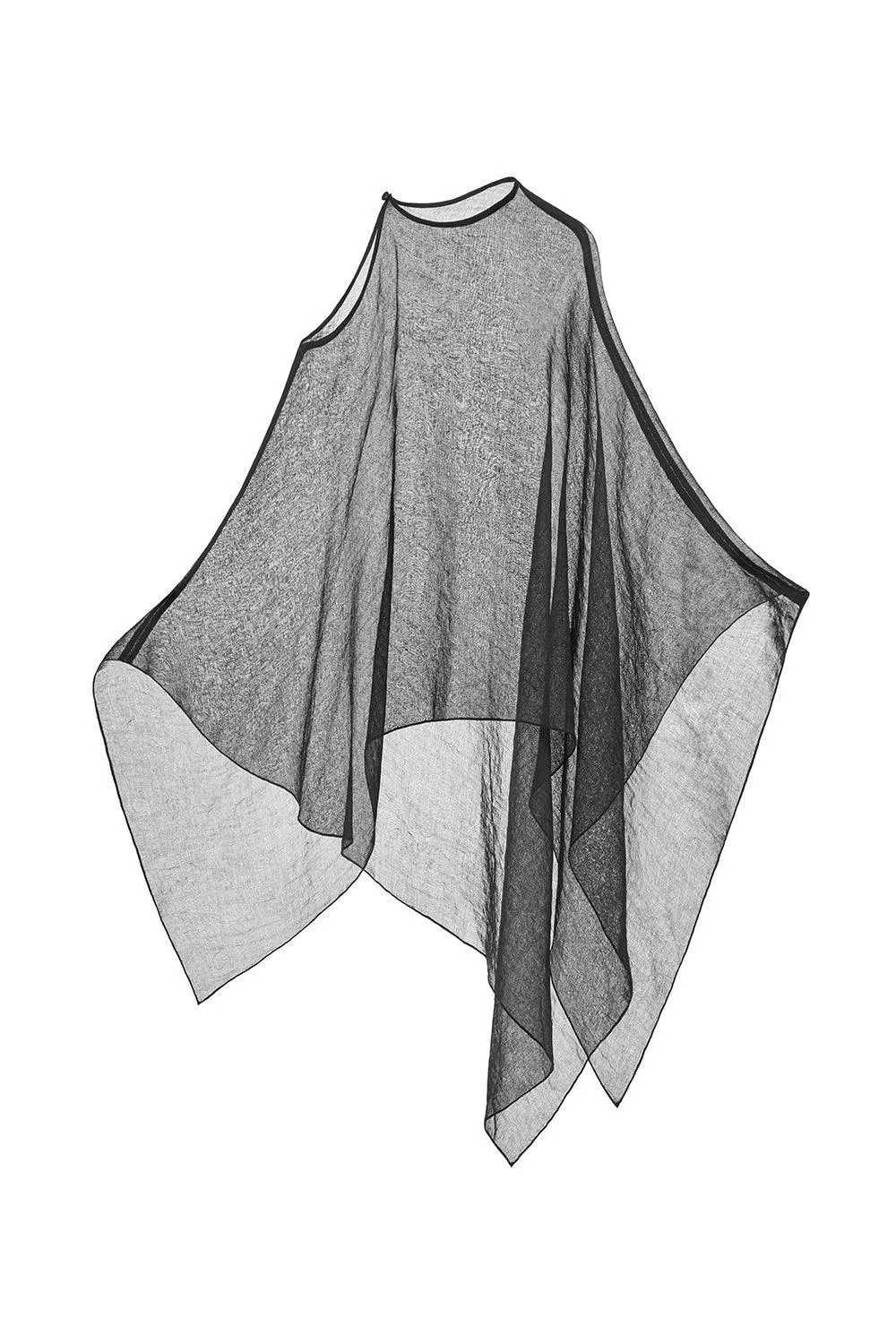 Phi Asymmetric See-Through Cotton Lawn Cape