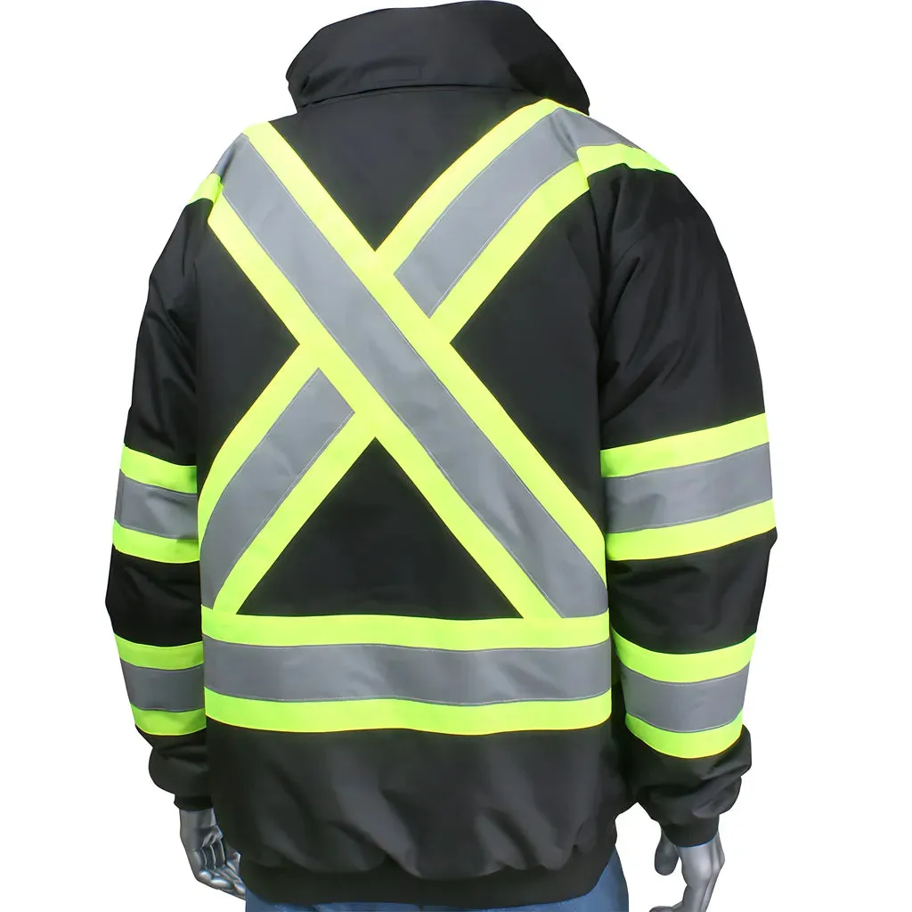 PIP 331-1745X-BK/XL ANSI Type O Class 1 and CAN/CSA Z96 Two-Tone X-Back Full Zip Bomber Jacket