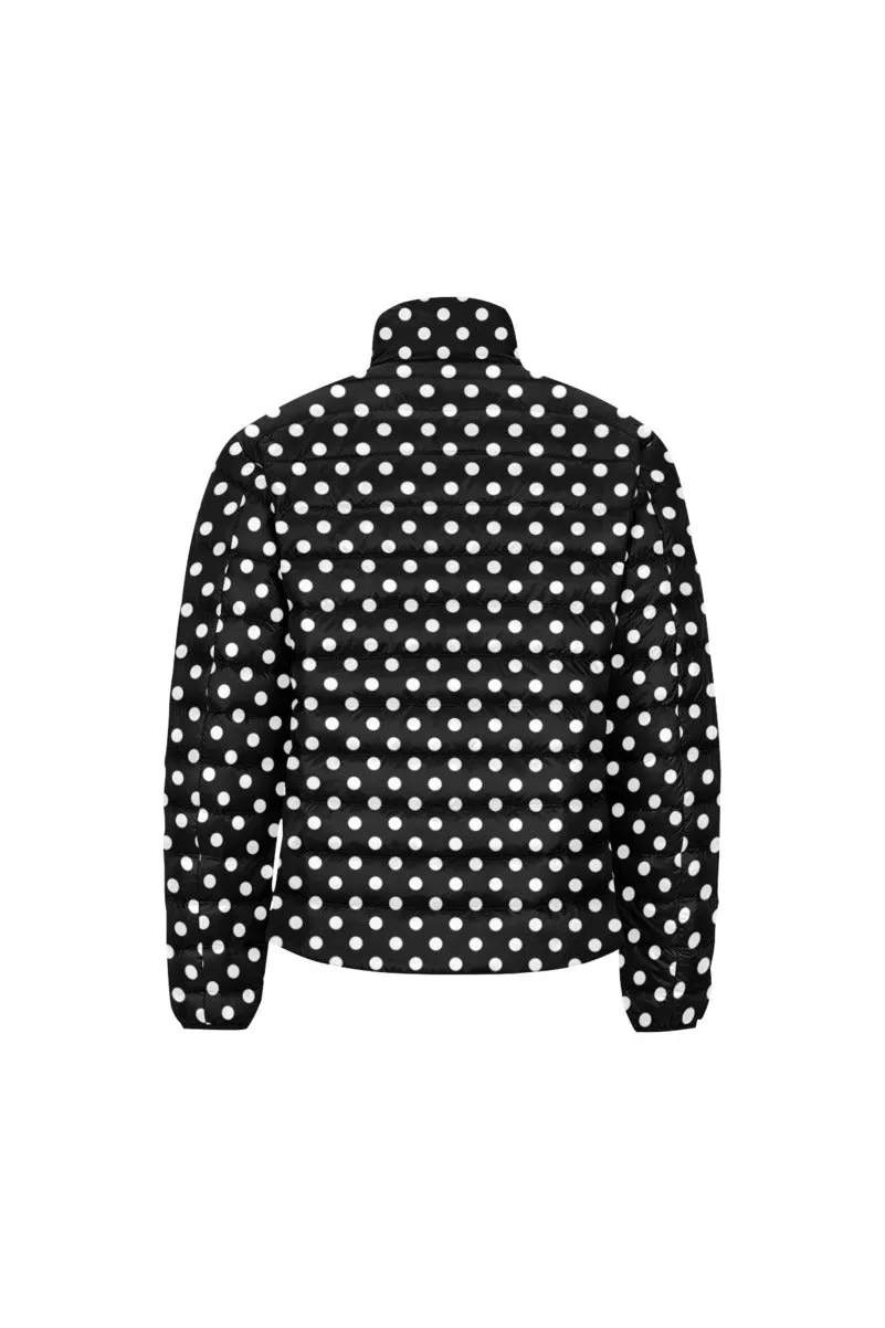 Polka Dot Unisex Stand Collar Padded Jacket