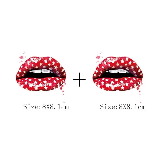 Print Lips Patches For Clothes Heat Transfer Thermal Stickers DIY Washable T-Shirts Iron On Transfer  Girls Lips Patches